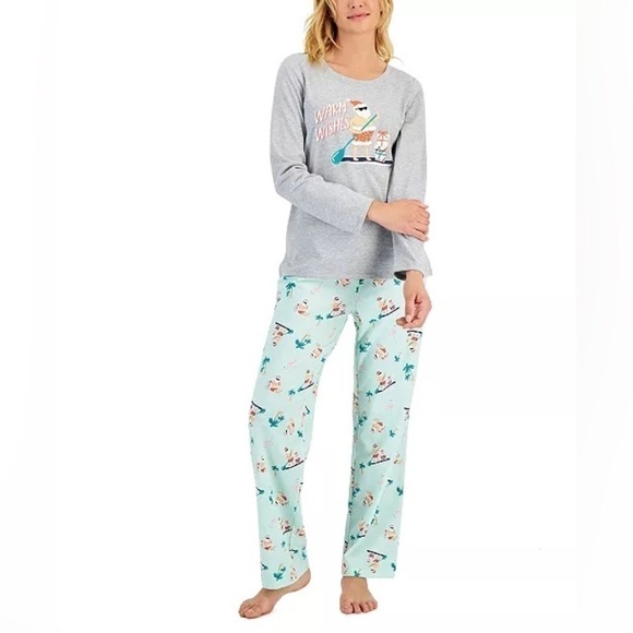 Family Pajamas Matching Womens Tropical Santa Mix It Pajama Set tea green large - Picture 1 of 11